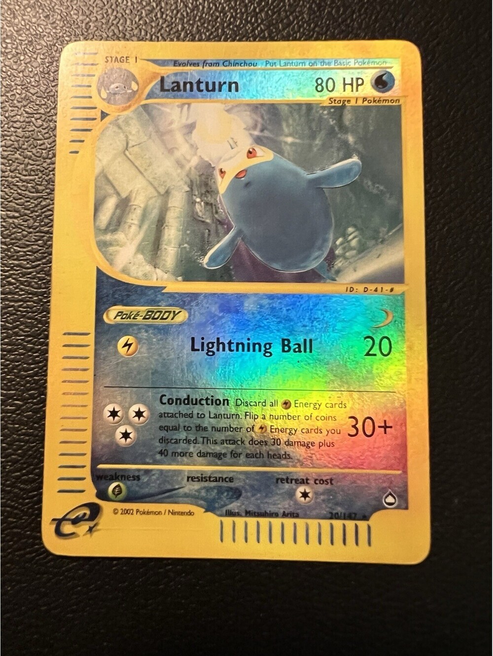 2002 Pokemon Lanturn 020/147 Aquapolis Reverse Holo